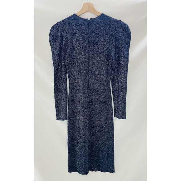 SACHIN & BABI Amelie Metallic Navy‎ Blue Knit Long Sleeve Dress SIZE SMALL - Picture 5 of 13